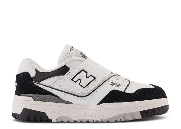 New Balance 550 Bungee Lace Top Strap Little Kid 'White Black Rain Cloud'
