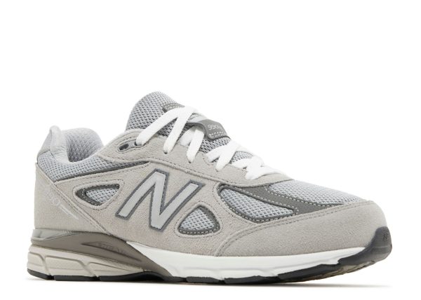 New Balance 990v4 Big Kid Wide 'Kool Grey Silver Filigree'