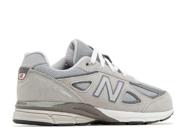 New Balance 990v4 Big Kid Wide 'Kool Grey Silver Filigree'