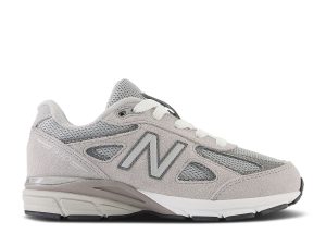 New Balance 990v4 Little Kid Wide 'Kool Grey Silver Filigree'