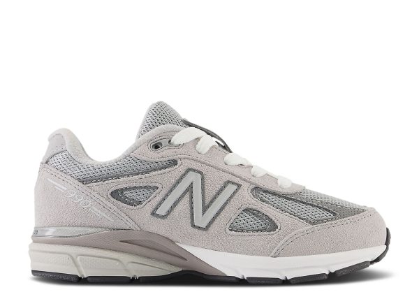 New Balance 990v4 Little Kid Wide 'Kool Grey Silver Filigree'
